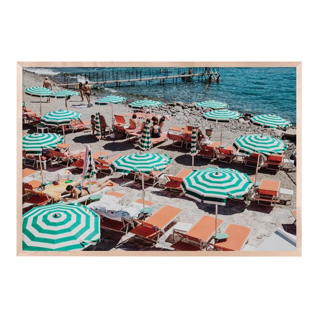 Portofino Sunbathing by Natalie Obradovich in Natural Maple Framed Paper, Small Art Print For Sale