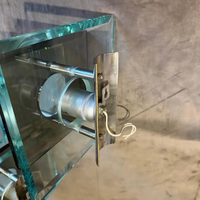 Two 1960s Space Age Steel and Heavy Glass Wall Sconces by Veca For Sale - Image 6 of 10