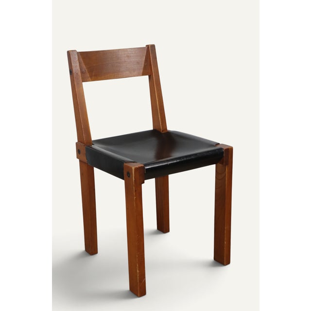 Black Vintage S24 Chair in Elm and Black Leather by Pierre Chapo, 1970 For Sale - Image 8 of 18