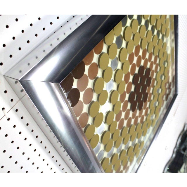 Victor Vasarely Three Dimensional 3D Wall Hanging Aluminum Frame Plaque Art Painting on Glass For Sale - Image 4 of 6