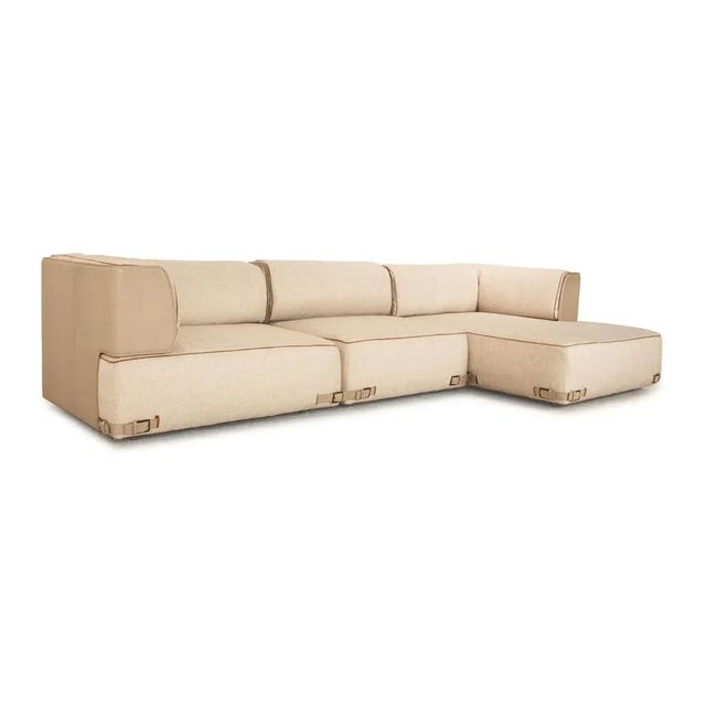 Fendi Soho Element Fabric Corner Sofa Beige Module Recamiere Right Sofa Couch New Cover by Toan Nguyen For Sale - Image 6 of 10