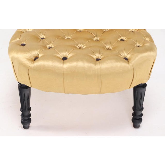 A Petite French Napoleon III Style Ebonized and Parcel-Gilt Boudoir Chair, C. 1880. For Sale - Image 4 of 5