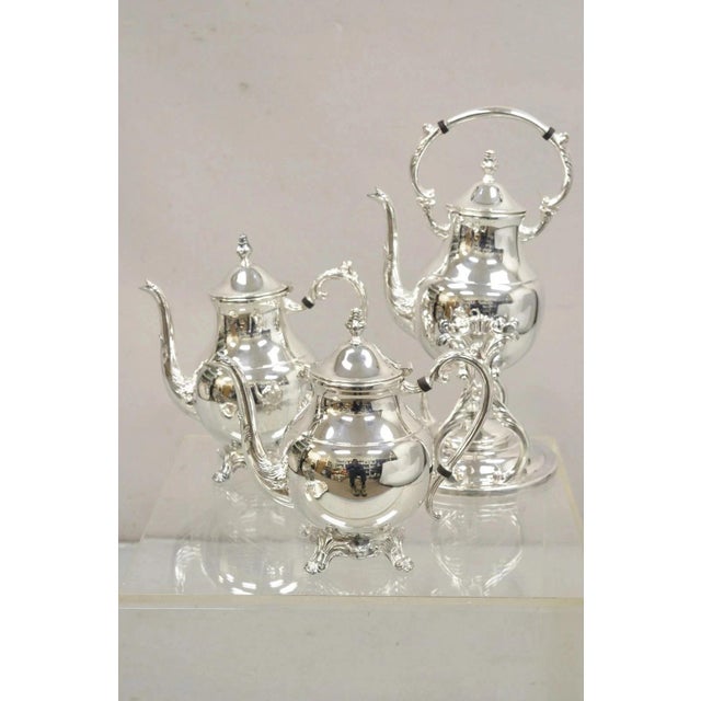 F.B. Rogers Silver Co. Vintage Fb Rogers Victorian Silver Plated Tea Set With Tilting Pot - 6 PCS For Sale - Image 4 of 12
