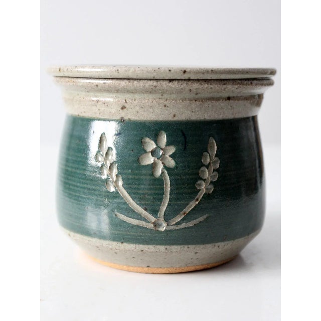 Green Vintage Studio Pottery Jar For Sale - Image 8 of 13