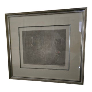 Mid Century Artist Proof Triple Signed Abstract Etching For Sale