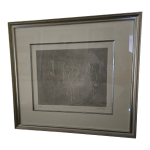 Mid Century Artist Proof Triple Signed Abstract Etching