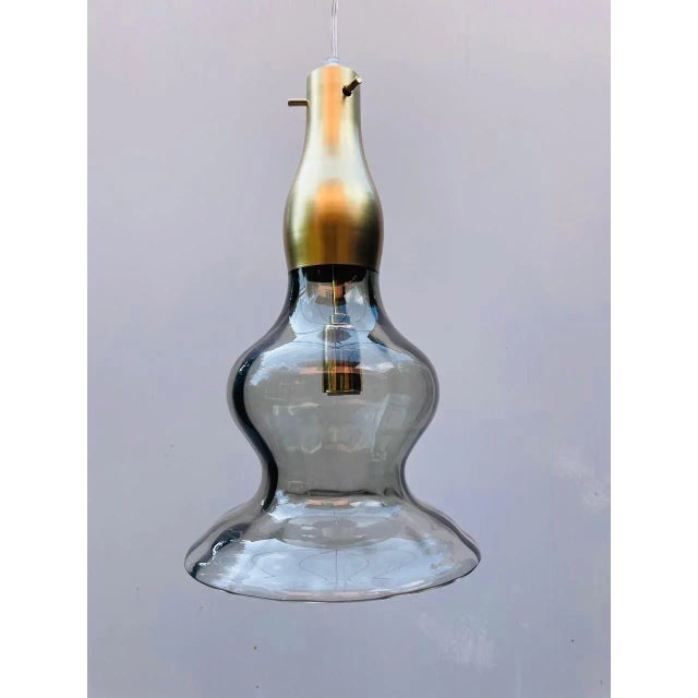 Glass Vintage Italian Pendant in Grey and Golden Glass from Mariana Iskra Atelier, 1990s For Sale - Image 7 of 7