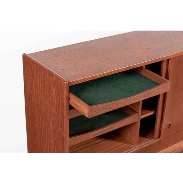 Brown Mid-Century Danish Teak Tall Sideboard or Bar Cabinet by Johannes Andersen For Sale - Image 8 of 18