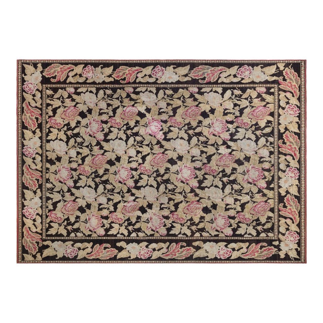 19th Century Russian Bessarabian Floral Handmade Wool Rug For Sale