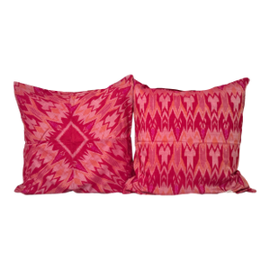 Bohemian Magenta Ikat Pillow Covers From Vietnam- A Pair