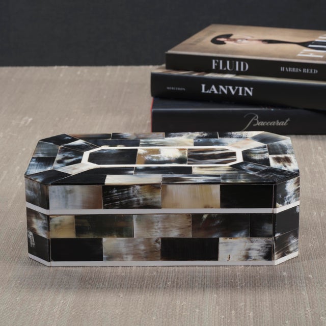 Black Baldur Black Horn Inlaid Decorative Box with Ivory Trim, 11.25" x 7.25" x 3.5" For Sale - Image 4 of 5