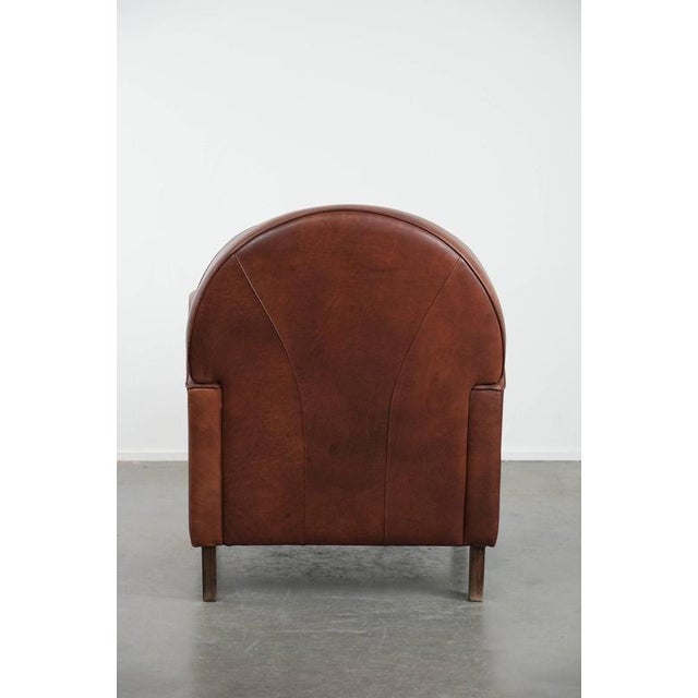 English Style Art Deco Round Cowhide Armchair For Sale - Image 4 of 14