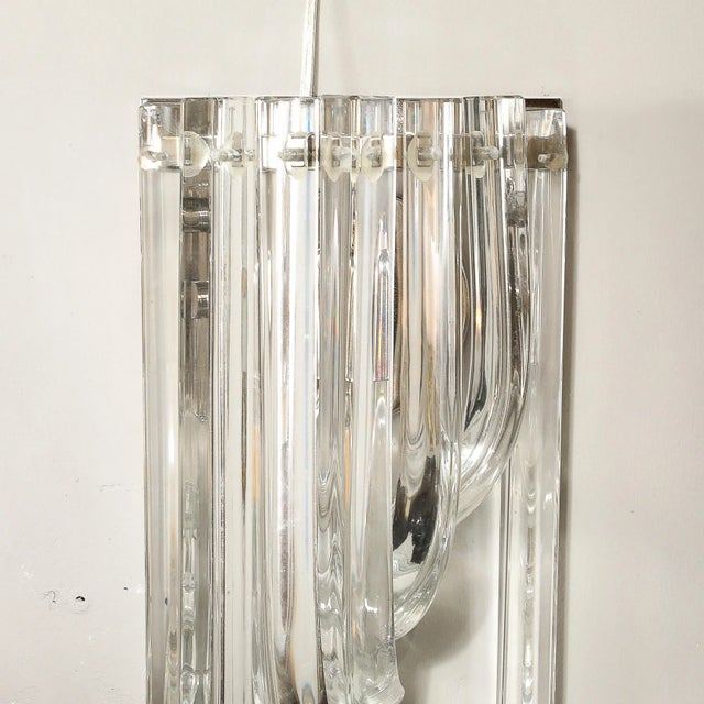 Modernist Pair of Hand Blown Translucent Murano Glass Ribbon Sconces For Sale - Image 10 of 12
