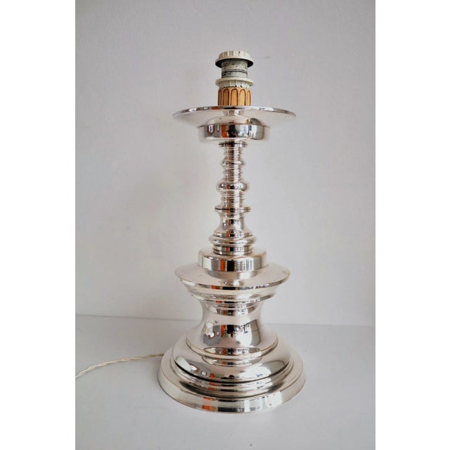 Italian Silver Plated Bronze Table Lamp, 1970s For Sale - Image 9 of 14