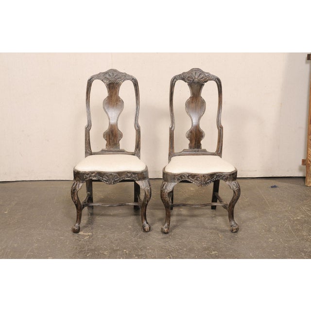 18th C. Pair Swedish Rococo Sidechairs For Sale - Image 9 of 13