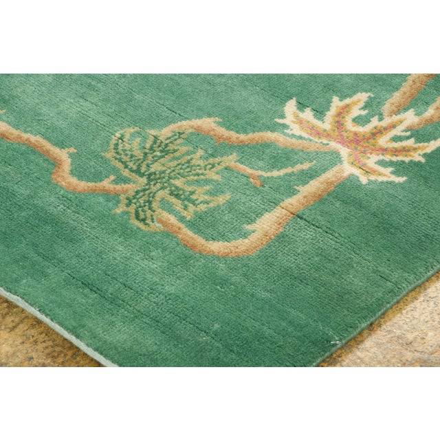 Art Deco Contemporary Chinese Deco Style Green Floral Square Wool Rug by Rug & Kilim For Sale - Image 3 of 9