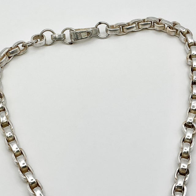 1980s Vintage Southwestern Navajo Americana Carico Lake Sterling & Green Turquoise Pendant Necklace For Sale - Image 13 of 14