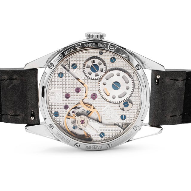 Early 21st Century Tag Heuer Carrera 43mm wv3010.eb0025 Black Dial Steel Manual Wind Watch For Sale - Image 5 of 10