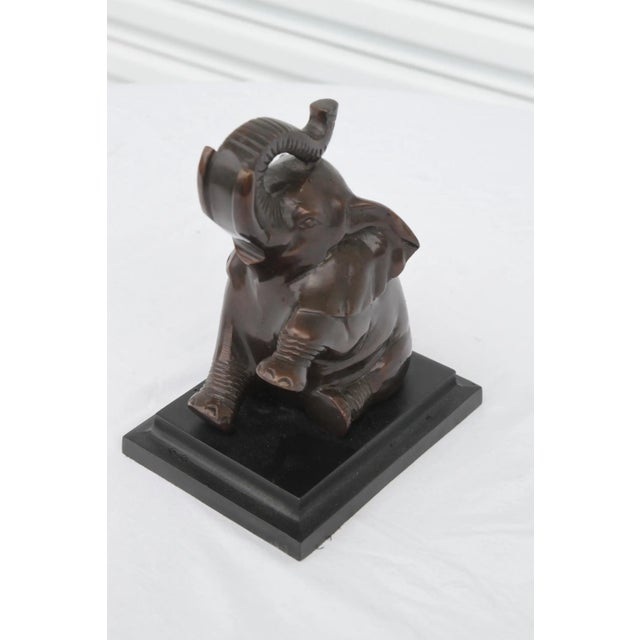 VTG Pair of Bronze Art Deco Baby Elephant Book Ends For Sale - Image 10 of 16