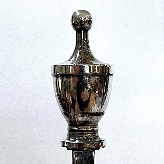 French Provincial Vintage Silver Plated Bouillotte Lamp - Three Arms For Sale - Image 3 of 15