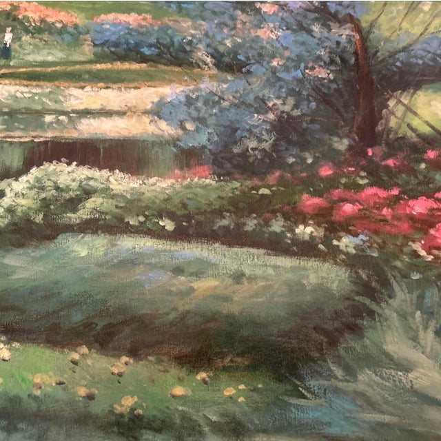 Mid 20th Century Judd Gallet Landscape Oil Painting Canvas Impressionist Style Lush Garden Signed For Sale - Image 9 of 13