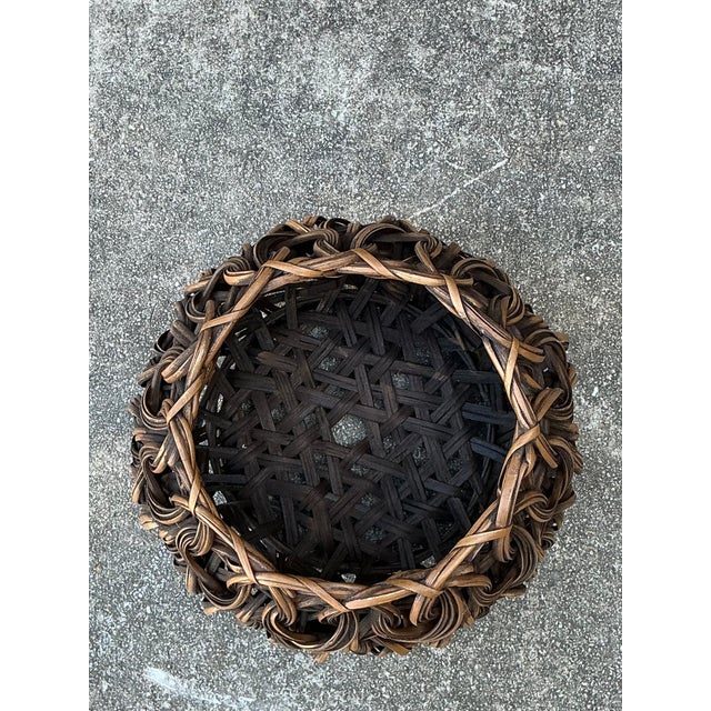 Vintage Handcrafted Woven Rattan Basket For Sale - Image 10 of 12