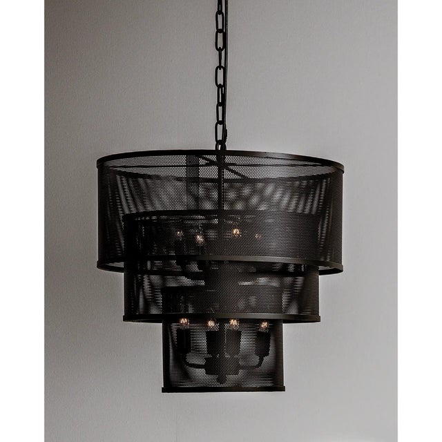 Three tiers of metal mesh create the look of a chandelier, but with an edgier, more modern aesthetic. Handcrafted and...
