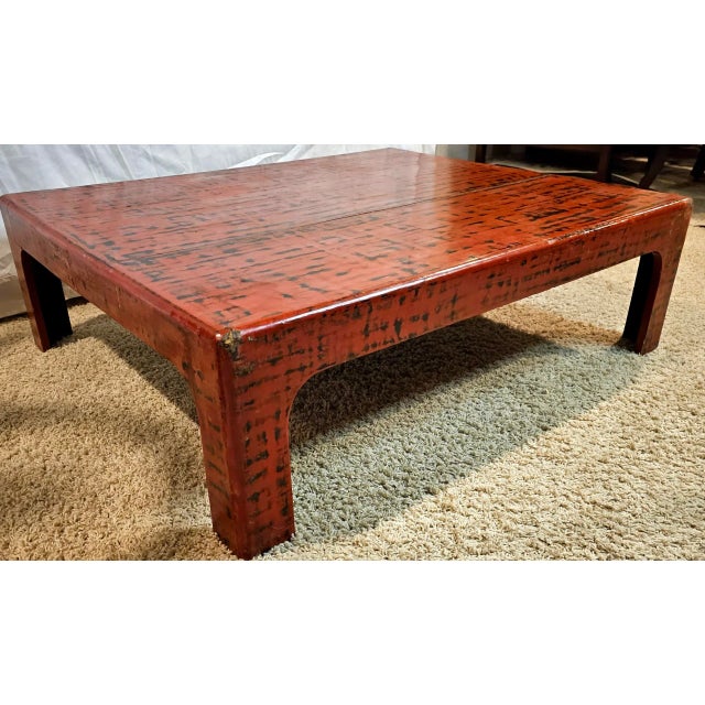 1920s 1920s Japanese Red Negora Lacquered Low Square Coffee Table For Sale - Image 5 of 9
