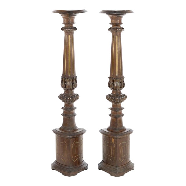 19th Century Walnut Columns, Set of 2 For Sale