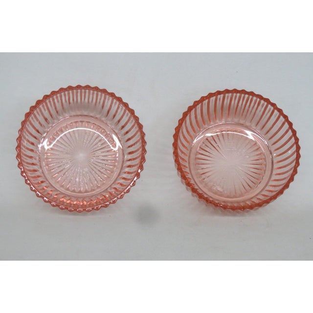Anchor Hocking 1930s Anchor Hocking Queen Mary Pair of 2 Berry Bowls Pink Depression Era Glass For Sale - Image 4 of 12