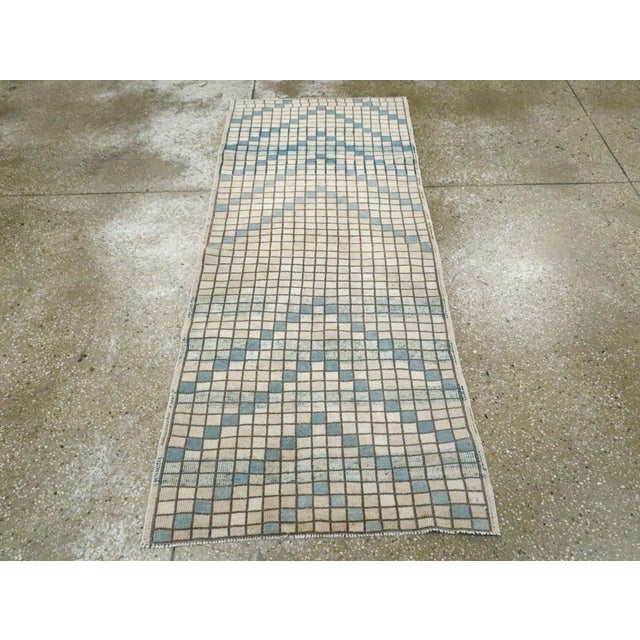 Galerie Shabab Collection Mid-20th Century Handmade Turkish Anatolian Modernist Small Runner For Sale - Image 4 of 9
