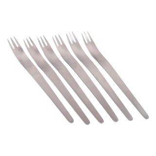 Dinner Forks in Stainless Steel by Arne Jacobsen for Anton Michelsen, 1960s, Set of 6 For Sale