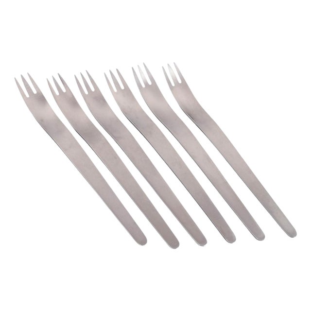 Dinner Forks in Stainless Steel by Arne Jacobsen for Anton Michelsen, 1960s, Set of 6 For Sale