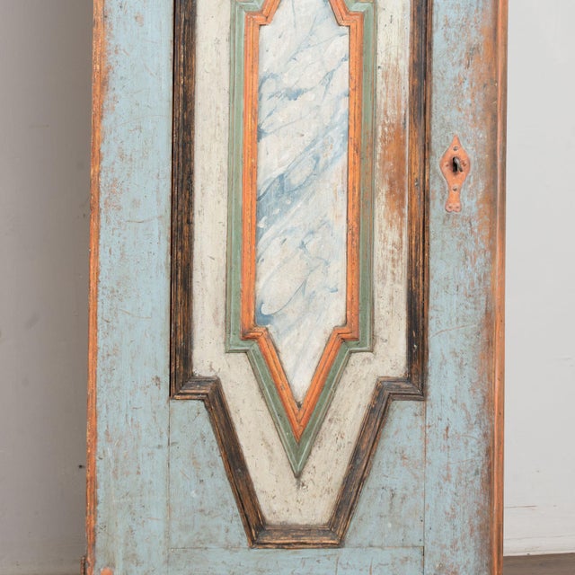 Wood Late 18th Century Original Painted Pair of Swedish Baroque Narrow Cabinets For Sale - Image 7 of 15