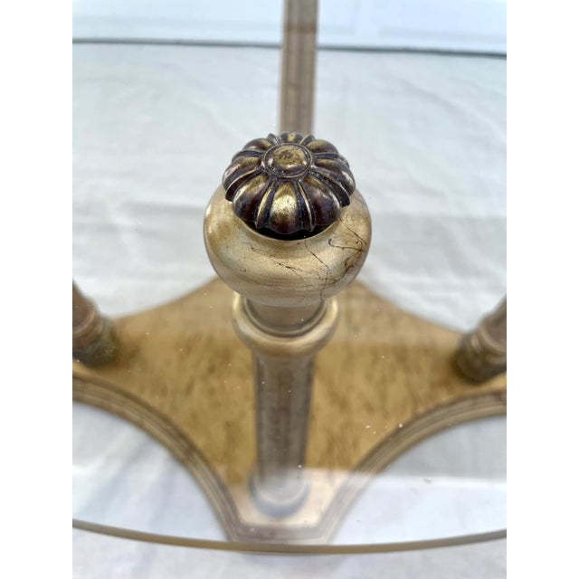 Hollywood Regency Hollywood Regency Gilt Gold Wood and Glass Side Table For Sale - Image 3 of 12