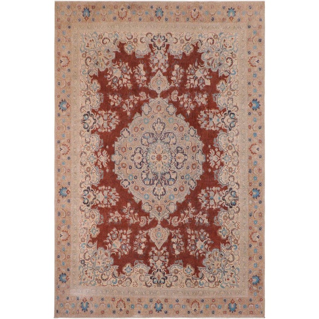 Shabby Chic Vintage Red/Tan Wool Rug - 10'3'' X 13'7'' For Sale - Image 10 of 10