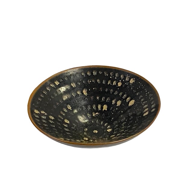 Chinese Brown Black Glaze Drip Drop Pattern Ceramic Bowl Cup Display For Sale - Image 4 of 4