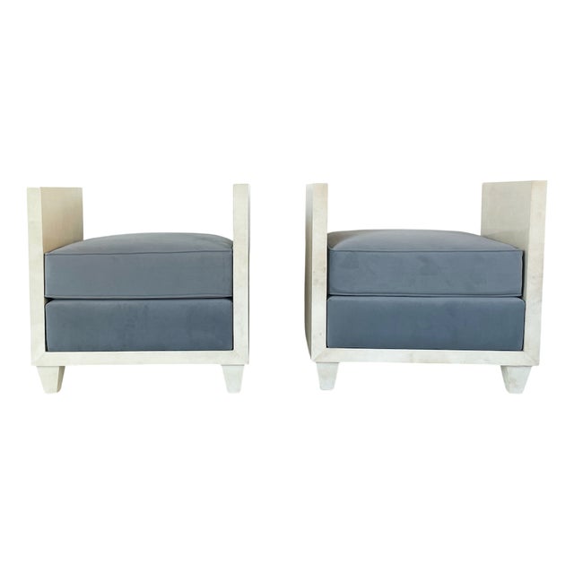 Parchment Ottomans, 1990s, Set of 2 For Sale