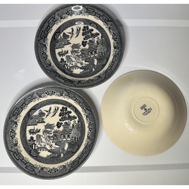 Late 20th Century Churchill “Midnight Willow” Black Transferware Bowls ...
