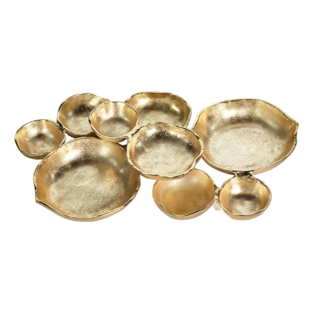 Kenneth Ludwig Chicago Cluster of Nine Serving Bowls - Gold / Round For Sale