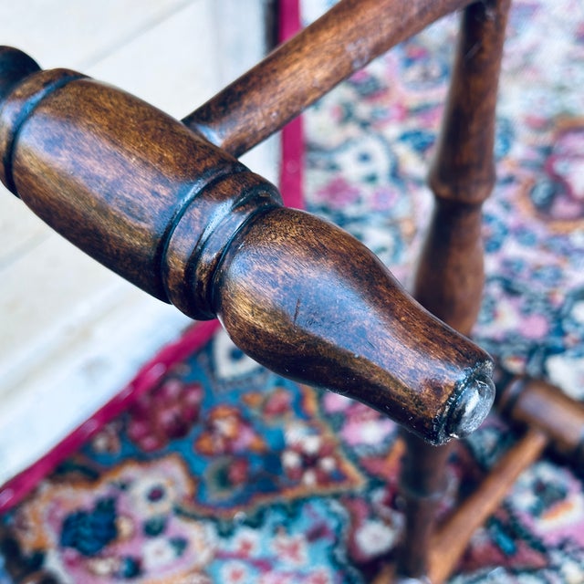 Antique Walnut Bench or Footstool With Turned Legs and Stretcher For Sale - Image 10 of 12