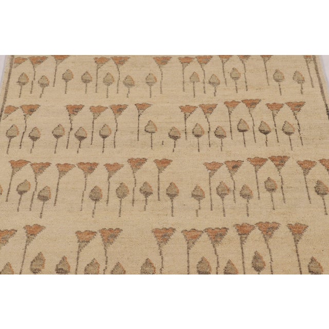 Rug & Kilim Rug & Kilim’s Block Print Floral Rug in Beige, Brown and Orange For Sale - Image 4 of 9