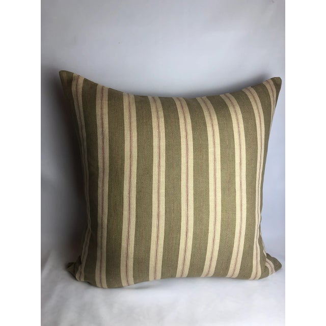 Rogers and Goffigon Woven Stripe Linen Pillow Cover For Sale - Image 4 of 4