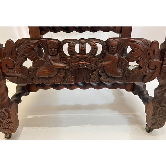 Pair of Antique Renaissance Revival Carved Wooden Chairs For Sale In San Diego - Image 6 of 10