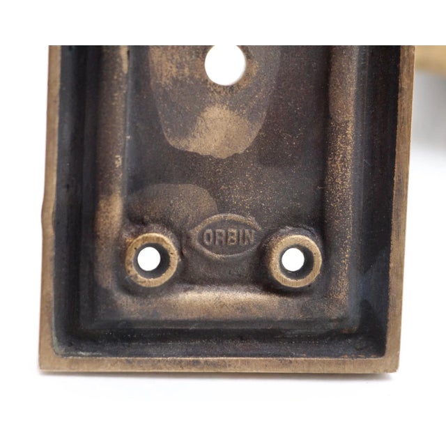 Vintage Corbin Brass Passage Door Knob & Plate Set For Sale - Image 10 of 11