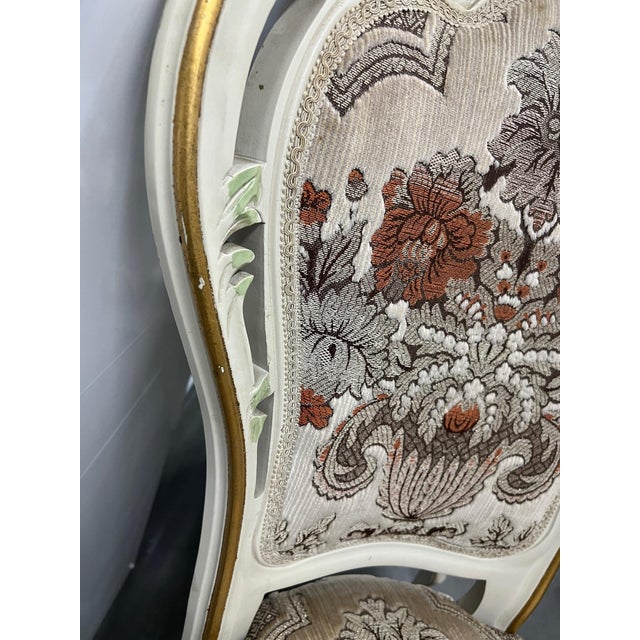 1980s Vintage French Style Floral Upholstered Wood & Chenille Dining Chairs - Set of 8 For Sale - Image 12 of 12