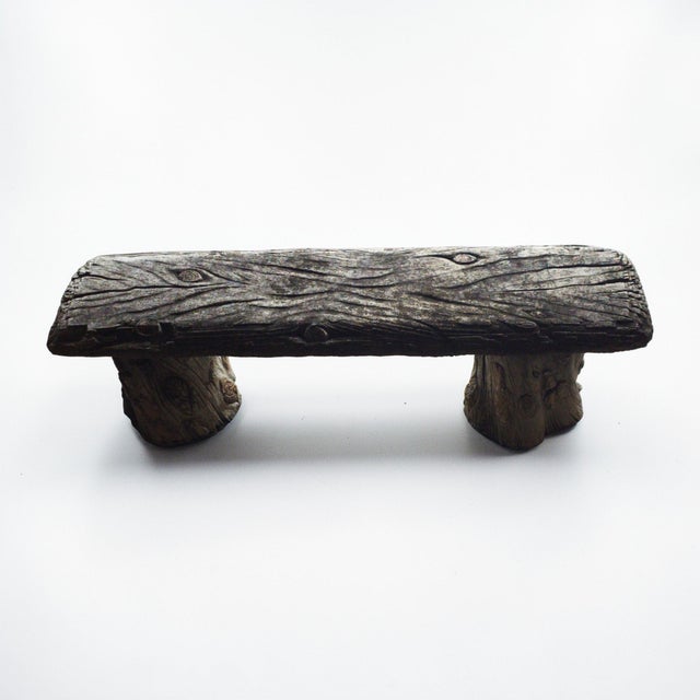 Late 20th Century Vintage Faux Bois Concrete Garden Bench – Sculptural Tree Stump Form, 54″ For Sale - Image 5 of 7