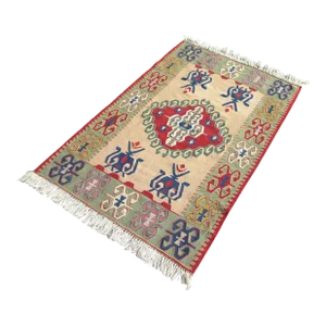 Mid 20th Century Mid 20th Century Small Aesthetic Boho Handmade Kilim Vintage Area Rug