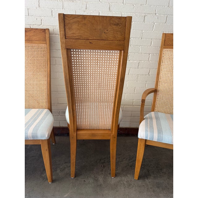 Mid-Century Modern Burl Wood and Cane Dining Chairs - Set of 6 For Sale - Image 9 of 12
