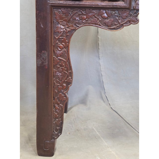 Antique Chinese Qing Dynasty Lacquer Side Table With Birds and Flowers For Sale - Image 12 of 17